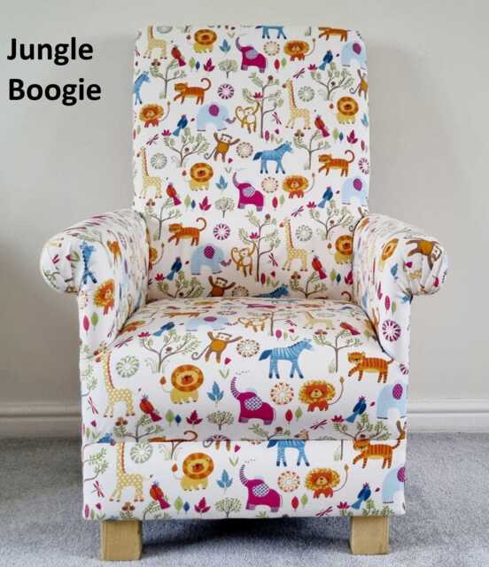 Jungle Boogie Animals Fabric Adult Chair Armchair Nursery Safari Nursing Bedroom Lions Monkeys Hares Small - image 1