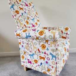 Jungle Boogie Animals Fabric Adult Chair Armchair Nursery Safari Nursing Bedroom Lions Monkeys Hares Small - thumbnail 2