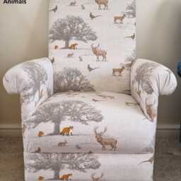 Jungle Boogie Animals Fabric Adult Chair Armchair Nursery Safari Nursing Bedroom Lions Monkeys Hares Small - thumbnail 4