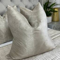 Luxury Textured Cushion Cover, Decorative Pillow - Designer Harlequin Fabric in Oyster Shimmer Geometric Design Sample Dm - thumbnail 1