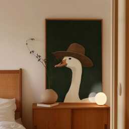 Cowboy Goose Poster, Farm Animal Wall Art, Western Folk Print - thumbnail 3