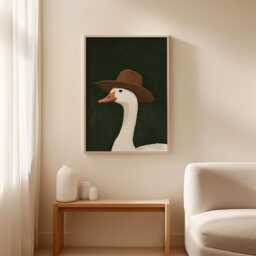 Cowboy Goose Poster, Farm Animal Wall Art, Western Folk Print - thumbnail 2