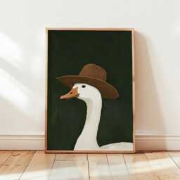 Cowboy Goose Poster, Farm Animal Wall Art, Western Folk Print - thumbnail 4
