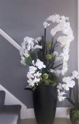 Tall Faux Orchid Arrangement 1.5M in Black Pot - thumbnail 1