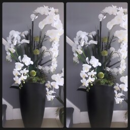 Tall Faux Orchid Arrangement 1.5M in Black Pot - thumbnail 2