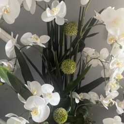 Tall Faux Orchid Arrangement 1.5M in Black Pot - thumbnail 3
