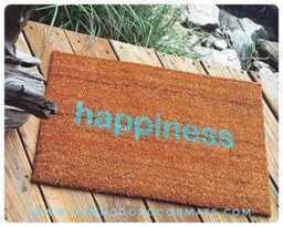 Happiness Doormat Aqua Mantra Welcome Mat - Outdoor Use - thumbnail 1
