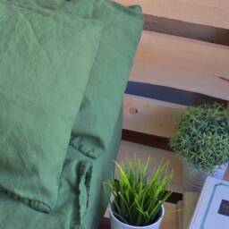 Linen Sheet Set in A Treetop Green Color Queen King Twin Linen Bedding Set Luxury Eco Green - thumbnail 2