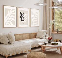 Neutral Wall Prints, Botanical Bedroom Line Art, Beige Home Decor, Hand Drawn Plants, Set Of 3 Prints A2 - thumbnail 1