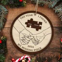2-Layered The Year I Found My Missing Piece Couple Ornament, Christmas Newly Wed 2024 Gift, Decor, Giffts - thumbnail 2