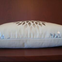 Silver Floral Lumbar Pillow Cover, White Lurex Accent - 12x20 - thumbnail 4