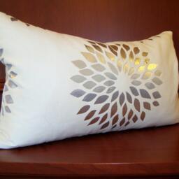 Silver Floral Lumbar Pillow Cover, White Lurex Accent - 12x20 - thumbnail 2
