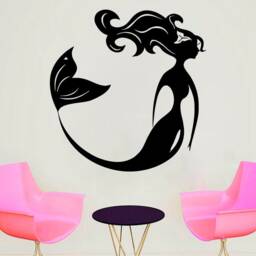 Mermaid Wall Decal Removable Vinyl Sticker, Bathroom Decor 4321 - thumbnail 1