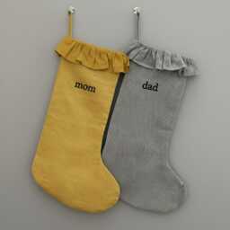 Personalized Linen Stocking With Ruffles, Handmade Family Name Stocking, Xmas Customized Kids Gift For Christmas Home_1021 - thumbnail 3