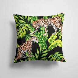 Leopard Print Cushion Cover/Cheetah Jungle Pillow Case/Wild Life Green Forest Case/Animal Cover/Garden Patio Textile - thumbnail 3