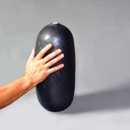 Large Black Stoneware Vases Tall Hand-Built Sculptural Vessels Wabi Sabi Home Art Set 2 Pieces - thumbnail 2