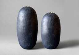 Large Black Stoneware Vases Tall Hand-Built Sculptural Vessels Wabi Sabi Home Art Set 2 Pieces - thumbnail 1