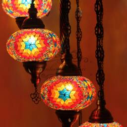 7 Ball Turkish Mosaic Floor Lamp With Large Globes, Lambader - thumbnail 3