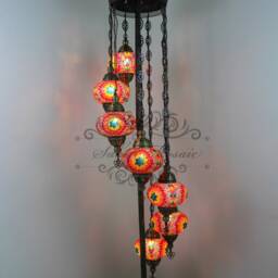 7 Ball Turkish Mosaic Floor Lamp With Large Globes, Lambader - thumbnail 2