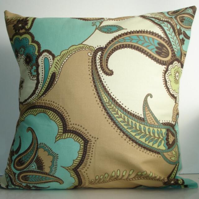 New 18x18 Inch Designer Handmade Pillow Cases in Large Paisley Print