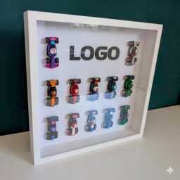 71049 Set Display Case - Wooden Shadow Box For 12 Racing Figures Grand Prix Motorsport Frame Wall Mount Brick Driver Shelf Toy Storage - thumbnail 3