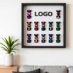 71049 Set Display Case - Wooden Shadow Box For 12 Racing Figures Grand Prix Motorsport Frame Wall Mount Brick Driver Shelf Toy Storage - thumbnail 2