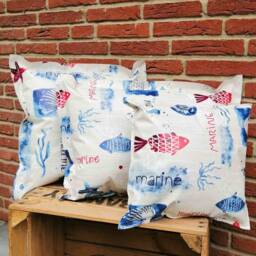 Outdoor Cushions - Made Of Oilcloth Maritime Blue/White Nordic Living, Garden & Lounge Decoration in Three Different Sizes - thumbnail 2