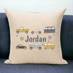 Personalized Cars Linen Cushion - Kids Vehicle Throw Pillow - thumbnail 2