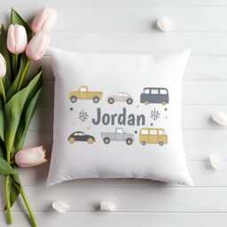 Personalized Cars Linen Cushion - Kids Vehicle Throw Pillow - thumbnail 3