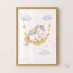 Nursery Unicorn Wall Art - Set Of 3 - Girl Bedroom Poster Rainbow Unicorns Print - thumbnail 3