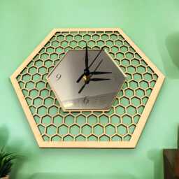 Wooden Hexagon Honeycomb Bee Hive Clocks - Silent Sweep Movement, Custom Wood Finish Colours, Bespoke Shapes & Sizes Made - thumbnail 2