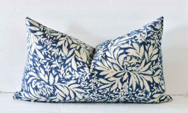 Navy Floral Pillow Cover Dark Blue Farmhouse Style Throw - image 1