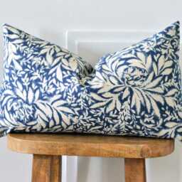 Navy Floral Pillow Cover Dark Blue Farmhouse Style Throw - thumbnail 2