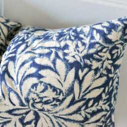 Navy Floral Pillow Cover Dark Blue Farmhouse Style Throw - thumbnail 3