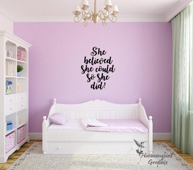 Inspirational Wall Decal She Believed Could, Quote Sticker - image 1