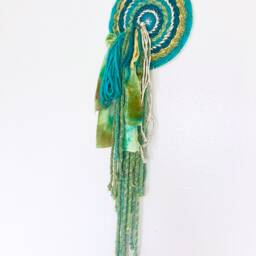 Medusa 8-Inch Round Woven Wall Hanging With Waterfall Fringe - thumbnail 2
