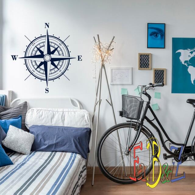Nautical Compass Rose Wall Decal North South East West Decor C045 - image 1
