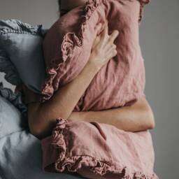Linen Pillow Case With Small Ruffles , Linen Pillow Covers, Shabby Chic Farmhouse Pillows, Queen King, Standard Size . Euroshams - thumbnail 4