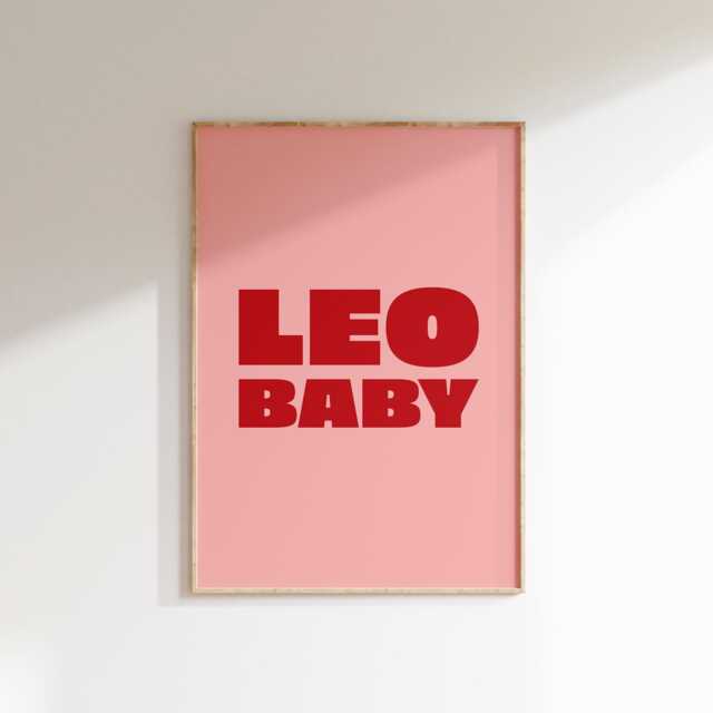 Leo Baby Print Retro Star Sign Astrology Poster - image 1
