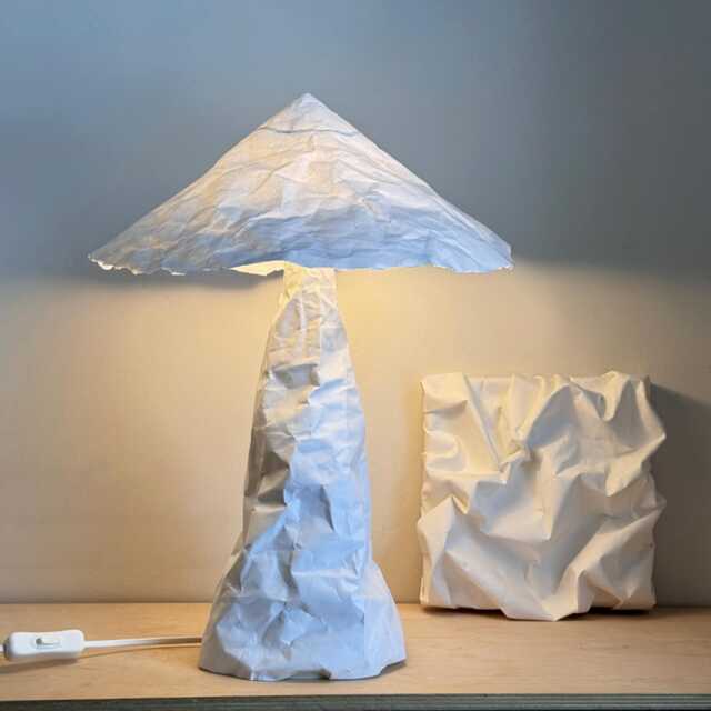 Mushroom Table Lamp, White Washable Paper Lampshade, Japandi, Minimalist Style, Interior Decor - image 1