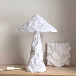 Mushroom Table Lamp, White Washable Paper Lampshade, Japandi, Minimalist Style, Interior Decor - thumbnail 3