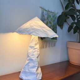 Mushroom Table Lamp, White Washable Paper Lampshade, Japandi, Minimalist Style, Interior Decor - thumbnail 4