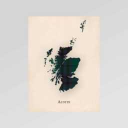 Clan Austin Scottish Tartan Map - Of Scotland Family Wall Decor, Ready To Hang - thumbnail 2