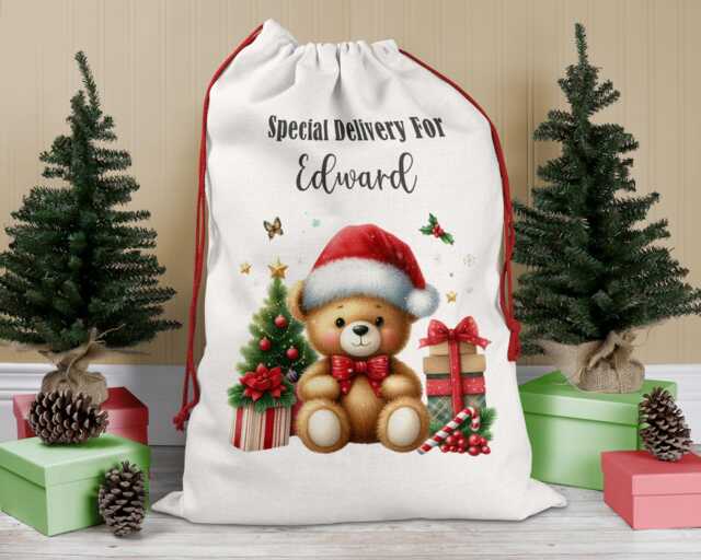 Personalised Christmas Sack, Girl's Boy's Eve Stocking, Present Bag, Father Christmas, Bag - image 1