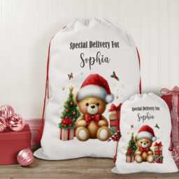 Personalised Christmas Sack, Girl's Boy's Eve Stocking, Present Bag, Father Christmas, Bag - thumbnail 3