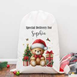 Personalised Christmas Sack, Girl's Boy's Eve Stocking, Present Bag, Father Christmas, Bag - thumbnail 2