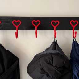 Wall Coat Rack Heart Hooks For Farmhouse Mudroom - Furniture Industrial Entryway Hanger Oak - thumbnail 2