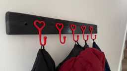 Wall Coat Rack Heart Hooks For Farmhouse Mudroom - Furniture Industrial Entryway Hanger Oak