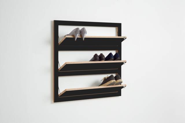 Fl??pps Shoe Rack 80x80-3 - Black - image 1