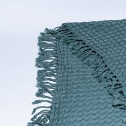 Oil Blue Big Waffle High Quality Turkish Cotton Throw Blanket, Couch Cozy Sofa Cover, Bed Spread, Porch Blanket - thumbnail 3